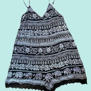 Boho style black and white romper